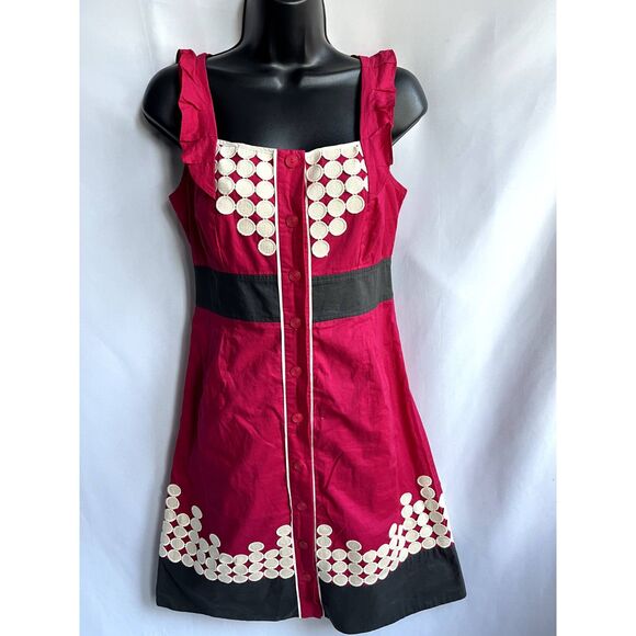 Anthropologie Floreat Ethnic A Line Magenta Dress sz 2 Artsy Boho Barbie Unique - Picture 1 of 11